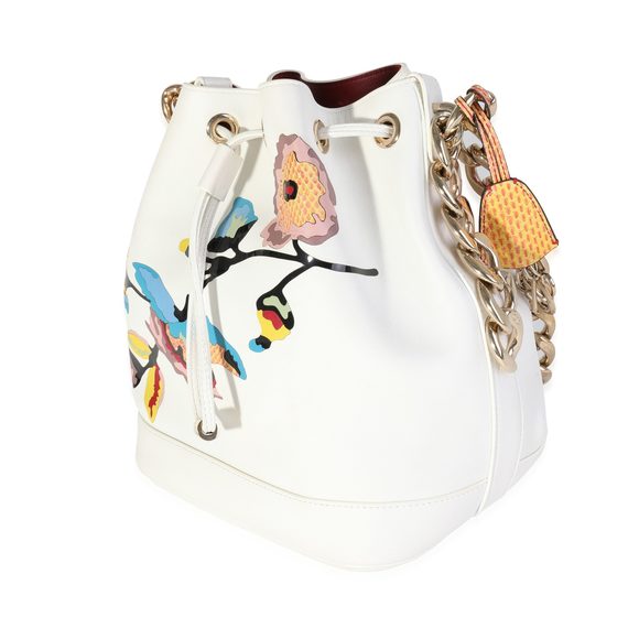 Dior White Calfskin & Multicolor Python Appliqué Paradise Bubble Bucket Bag - Picture 2 of 8